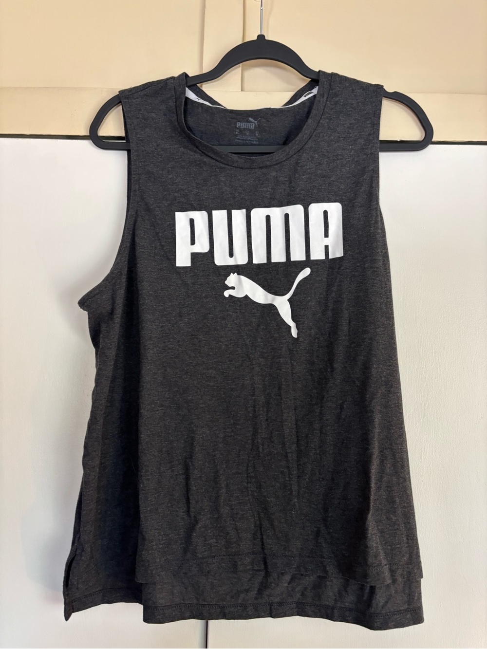 Puma Women's Dark Gray Muscle Tee with White Logo